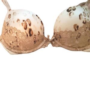 Victoria Secret Very Sexy Padded Push Up 34B Animal Print Gold Lace ID# 36010500
